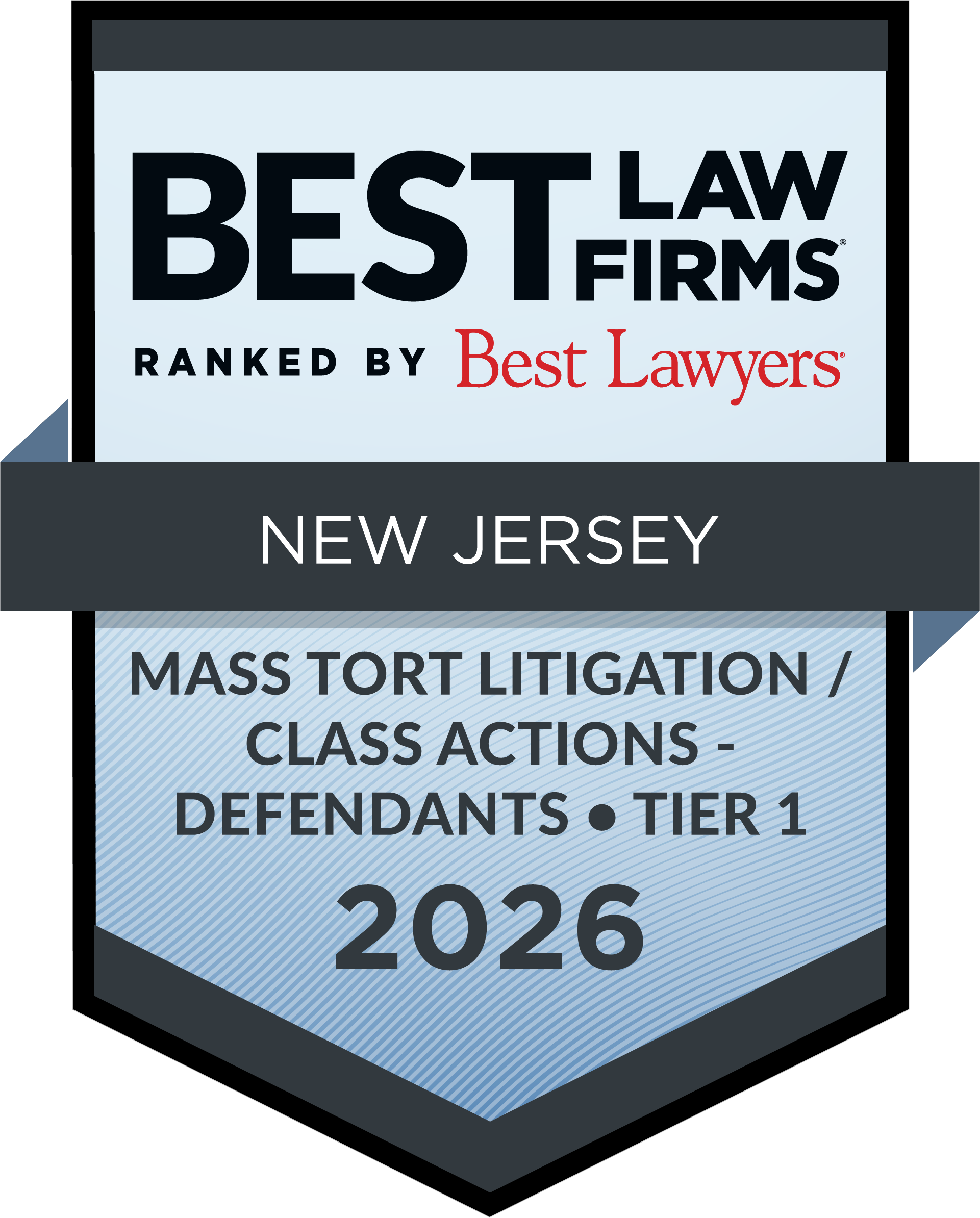 2026 Best Law Firms - Mass Tort Litigation / Class Actions - Defendants Regional Tier 1 Badge